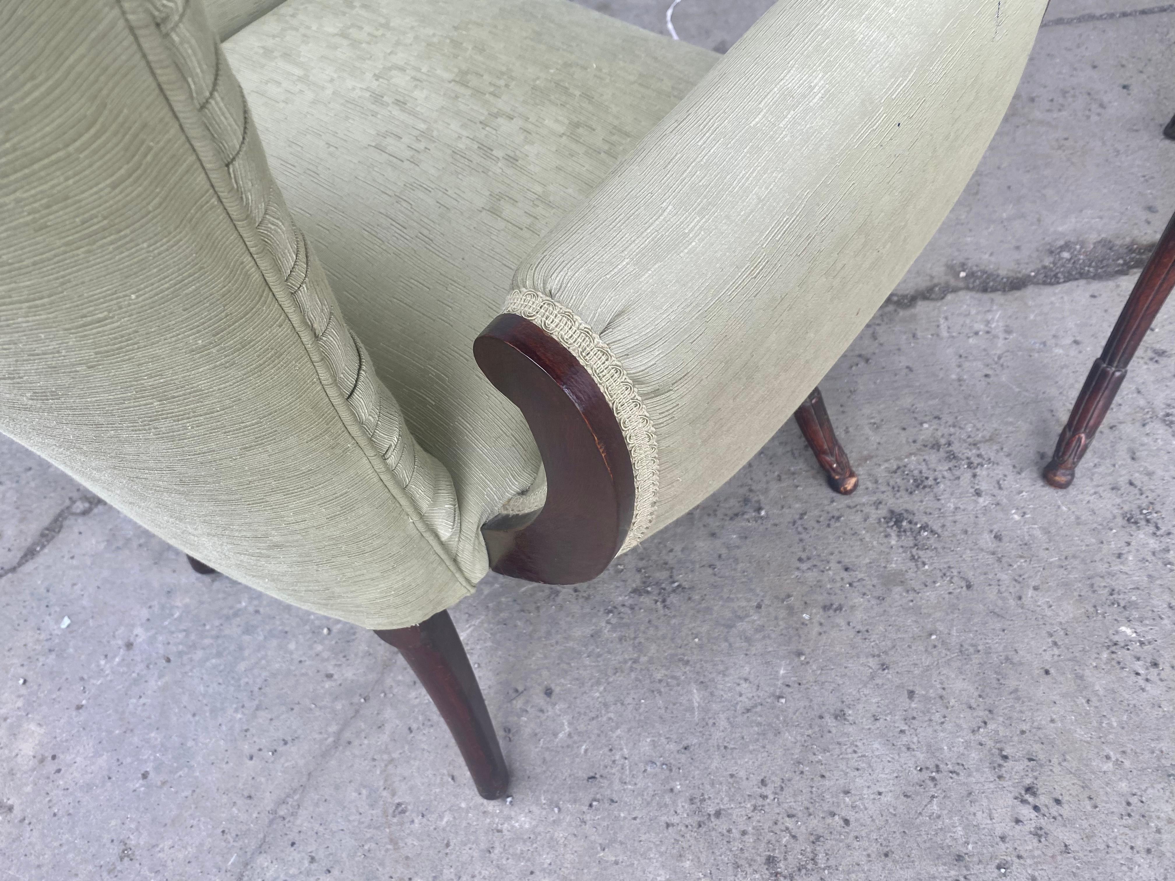 American Pair Hollywood Regency Mahogany Saber Leg Arm Chairs / Grosfeld House For Sale