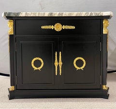 Pair Hollywood Regency Marble Top Nightstands or End Tables