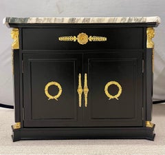 Pair Hollywood Regency Marble Top Nightstands or End Tables