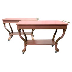 Pair Hollywood Regency Painted Bar Carts