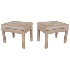 Pair Hollywood Regency Parsons Upholstered Benches or Stools after Billy Baldwin