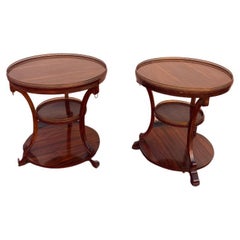 Pair Hollywood Regency Round Side Tables