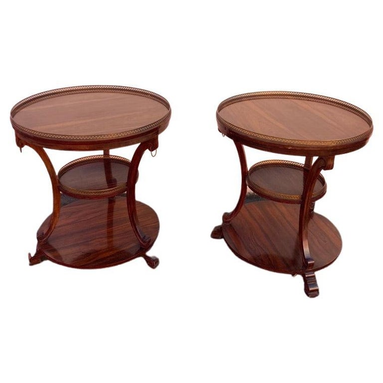 Pair Hollywood Regency Round Side Tables For Sale at 1stDibs