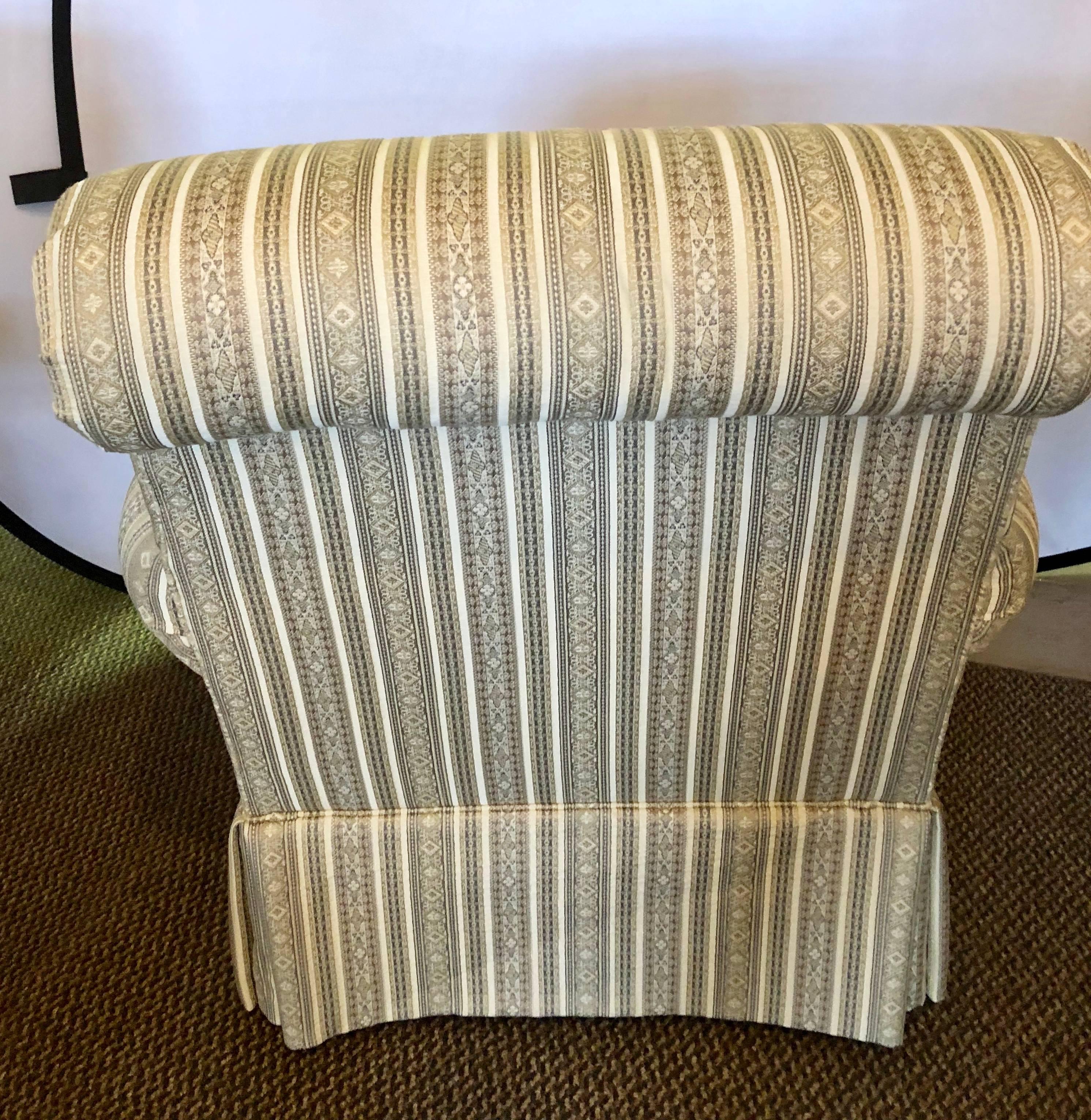 Contemporary Pair of Hollywood Regency Style Custom Overstuffed Arm/Lounge Chairs Fine Fabric
