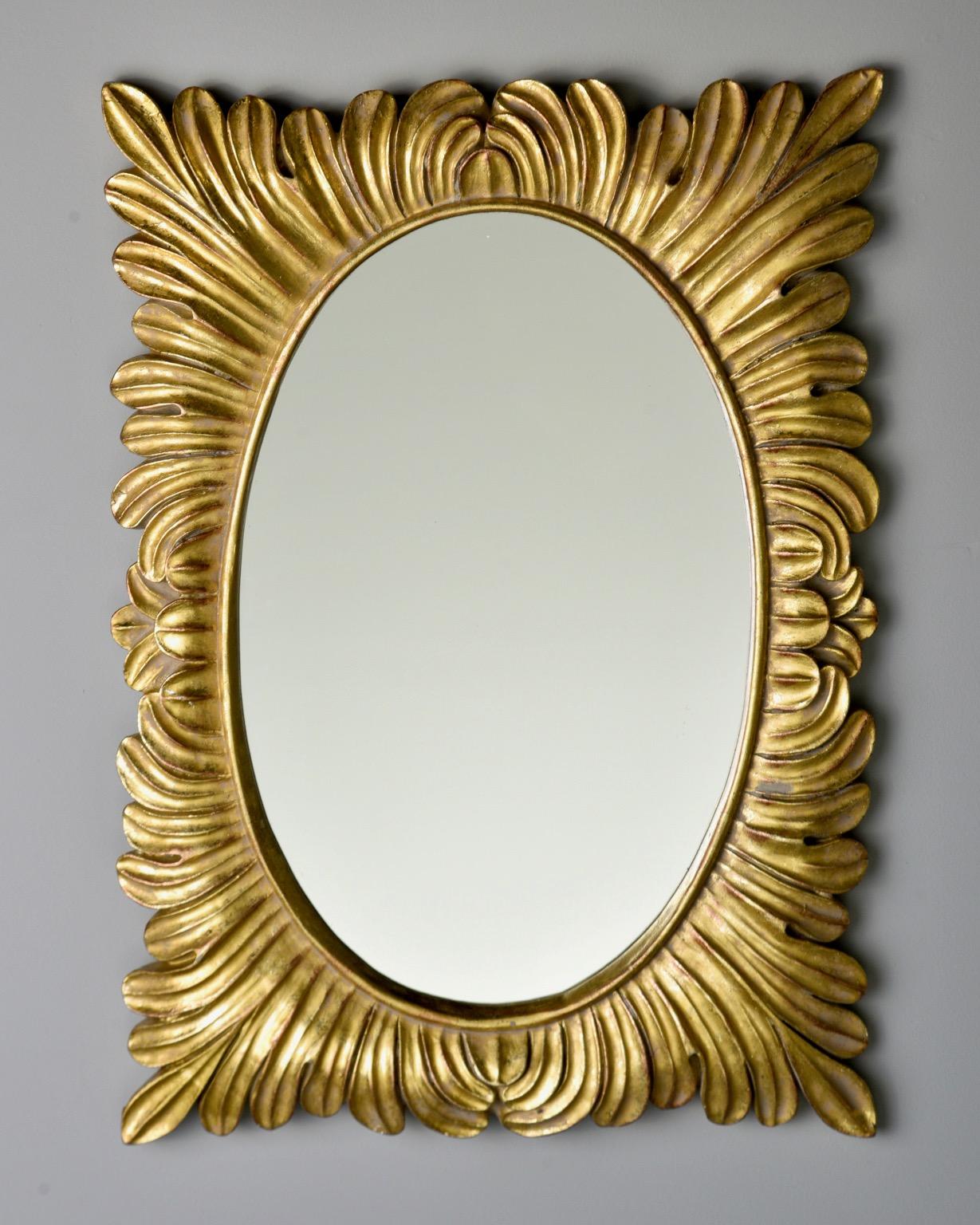 Pair Hollywood Regency Style Gilt Framed Mirrors 1