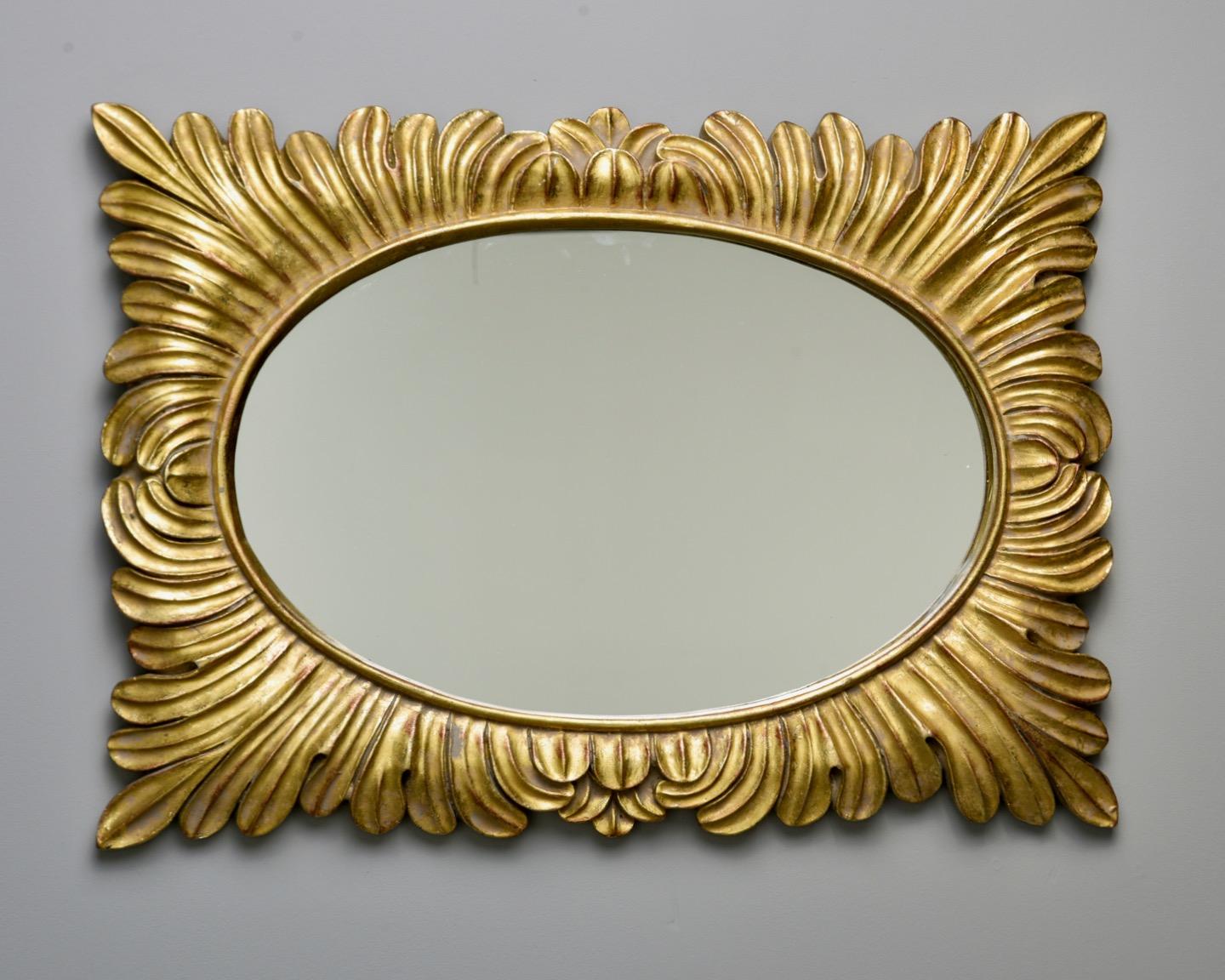 Pair Hollywood Regency Style Gilt Framed Mirrors 2
