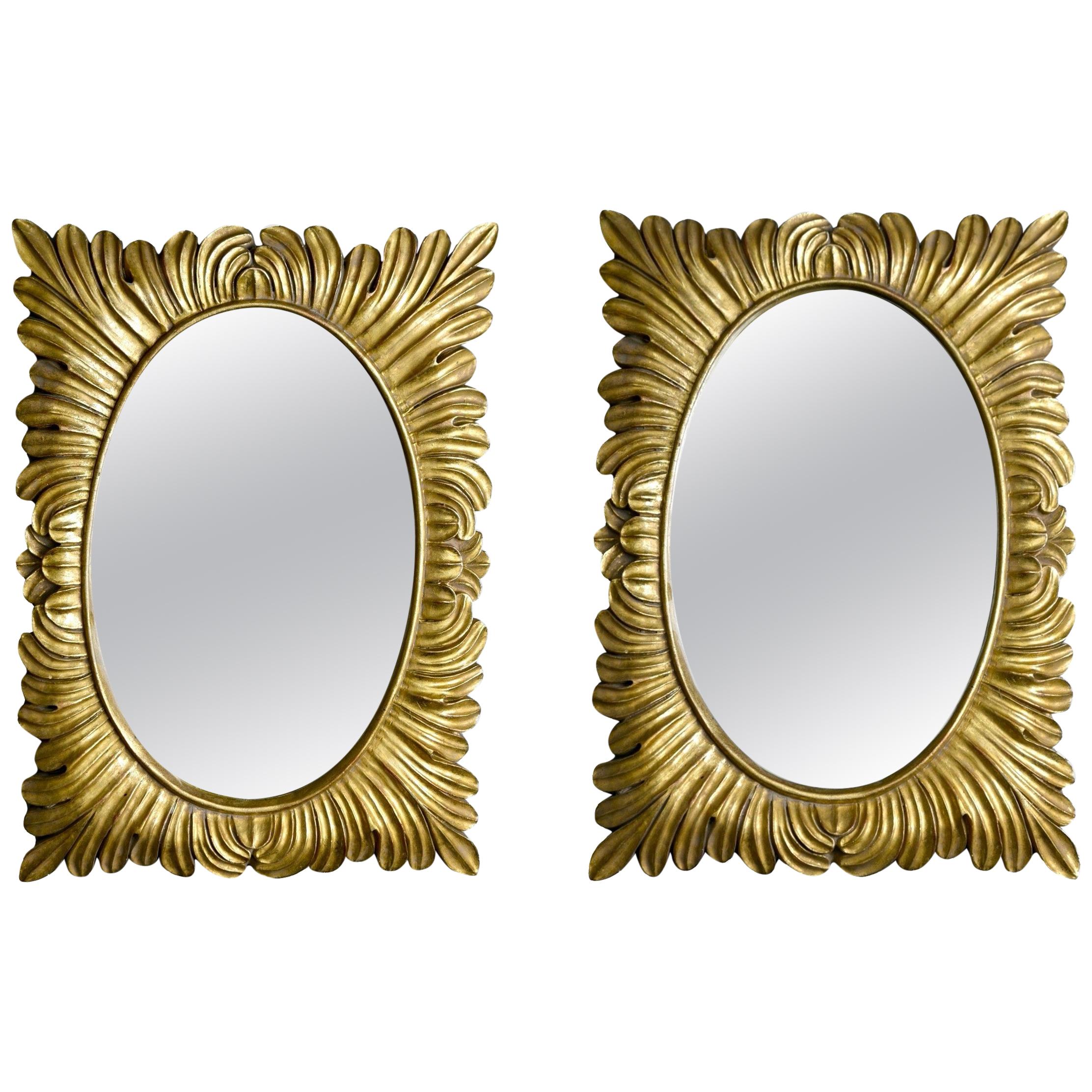 Pair Hollywood Regency Style Gilt Framed Mirrors