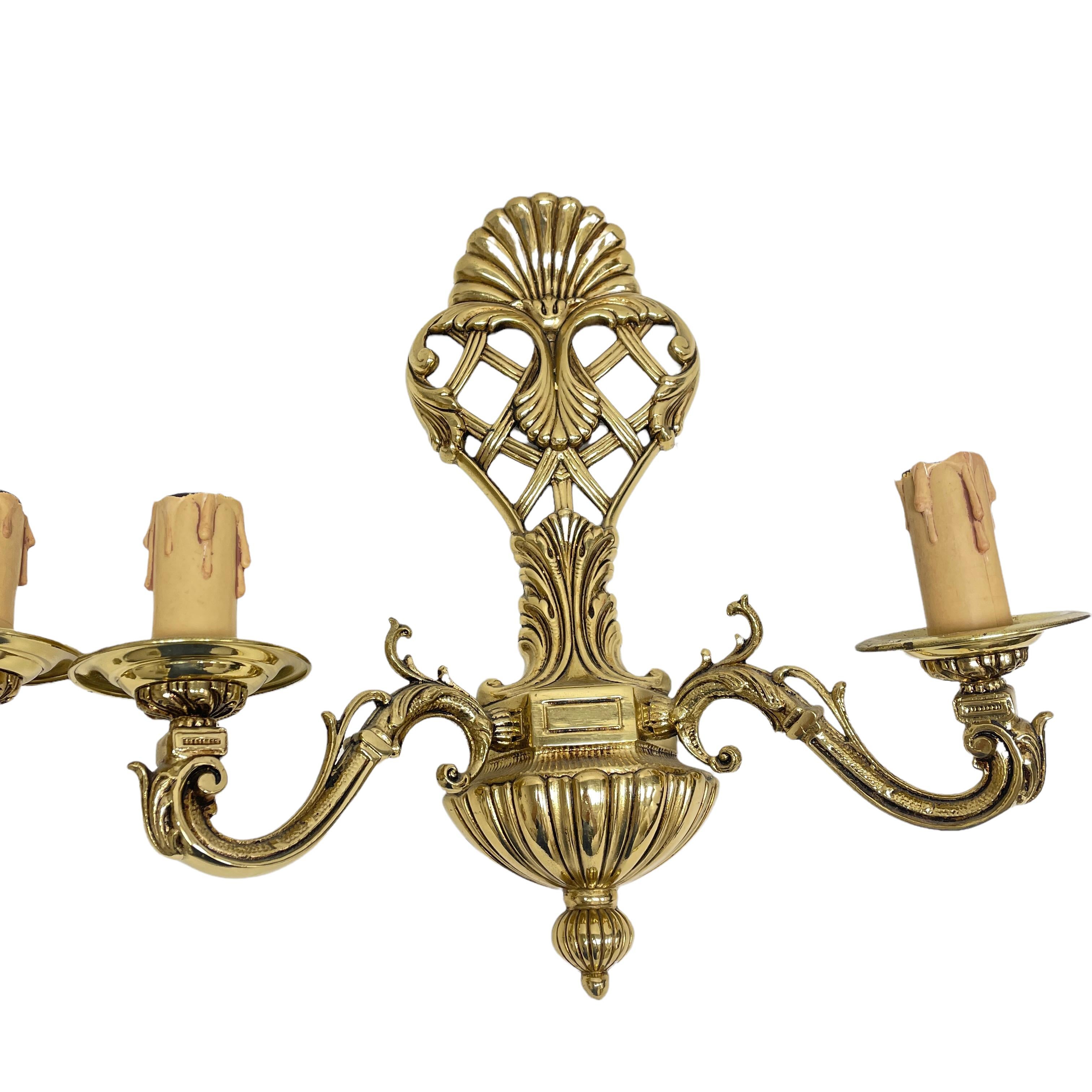 Paire d'Appliques Murales à Deux Lumières de Style Hollywood Regency, Vintage, Allemand, Années 1960 Bon état - En vente à Nuernberg, DE