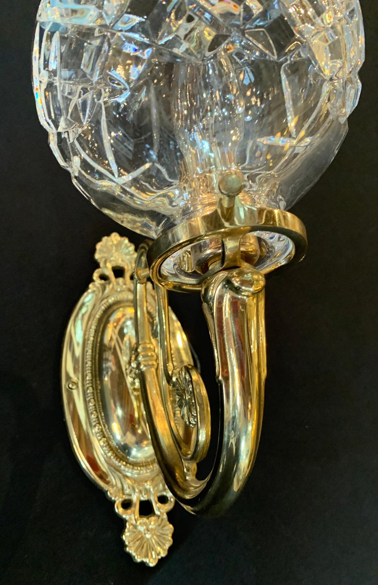 Hollywood Regency Style Waterford Brass and Crystal Single Light Wall ...