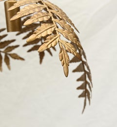 Pair Hollywood Regency Table Lamps Gilt Palm Tree Vintage