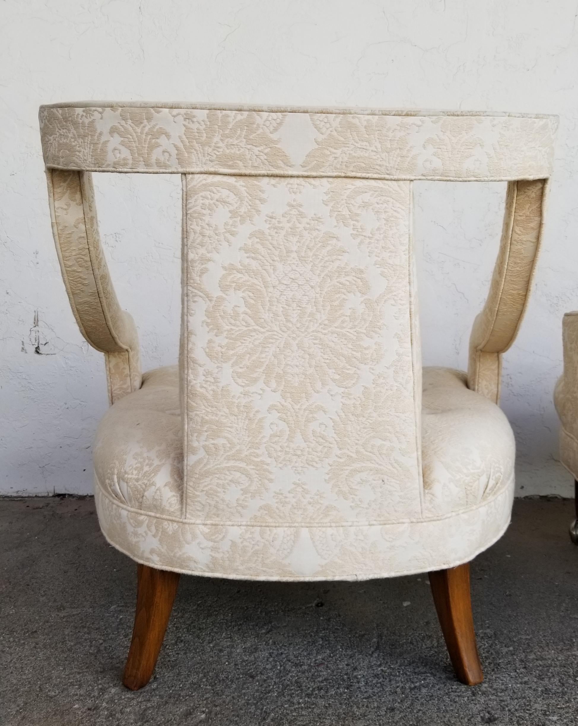 Pair of Hollywood Regency Tufted Lounge Chairs 2