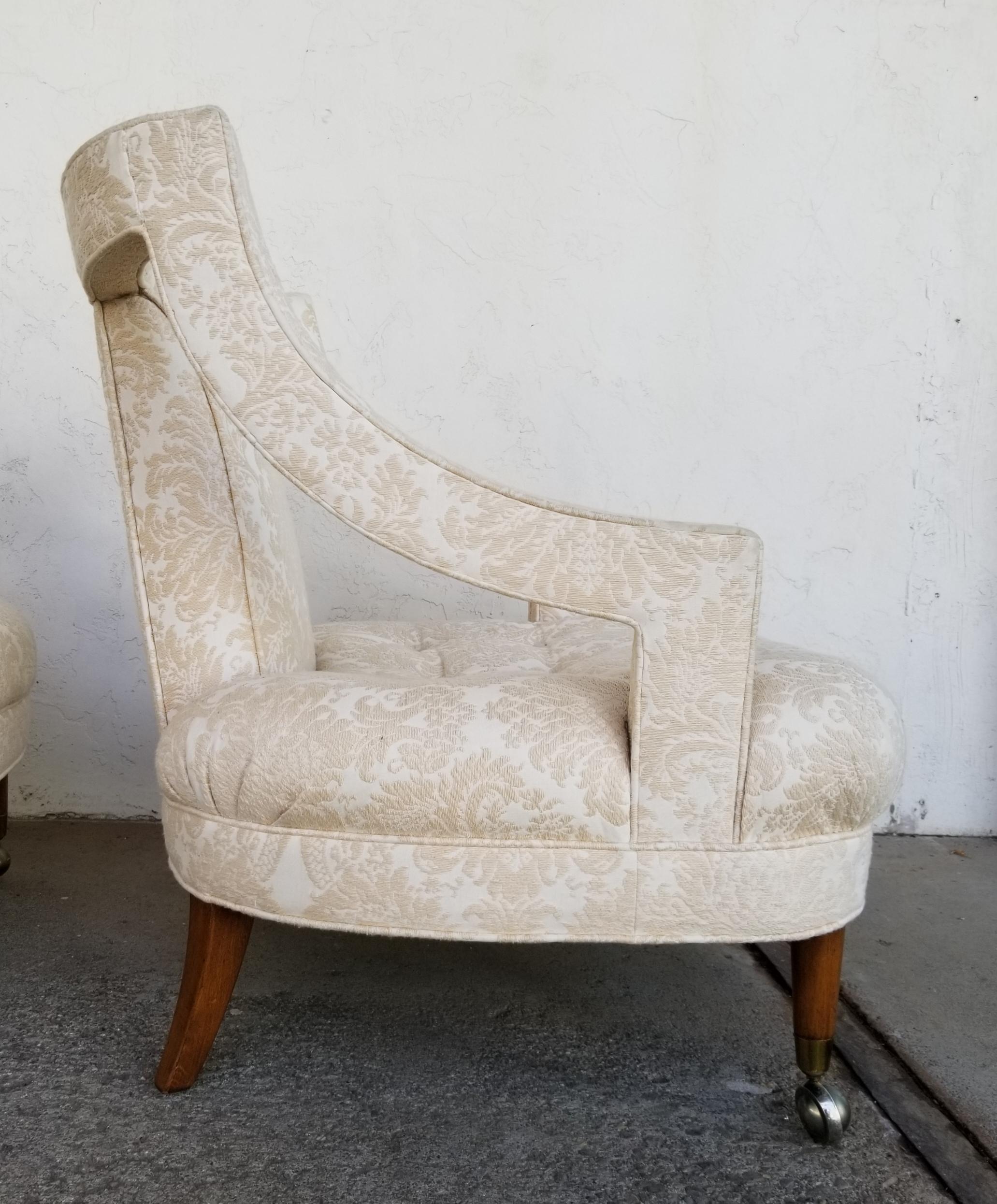 Pair of Hollywood Regency Tufted Lounge Chairs 3