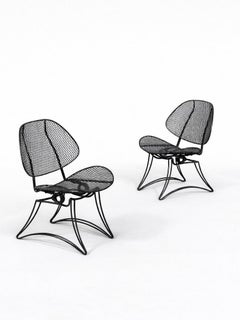 Paire de chaises Homecrest "Casino" en fer maillé à coquilles