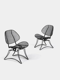 Pair Homecrest "Casino" Mesh Iron Clamshell Style Chairs