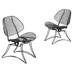 Pair Homecrest "Casino" Mesh Iron Clamshell Style Chairs