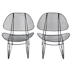 Pair Homecrest "Casino", Tempestini Style, Black Mesh Clam Shell Lounge Chairs