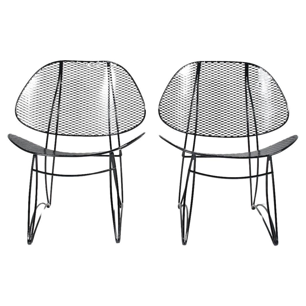 Pair Homecrest "Casino", Tempestini Style, Black Mesh Clam Shell Lounge Chairs