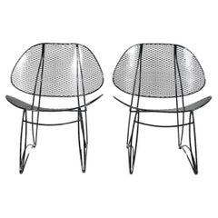 Pair Homecrest "Casino", Tempestini Style, Black Mesh Clam Shell Lounge Chairs