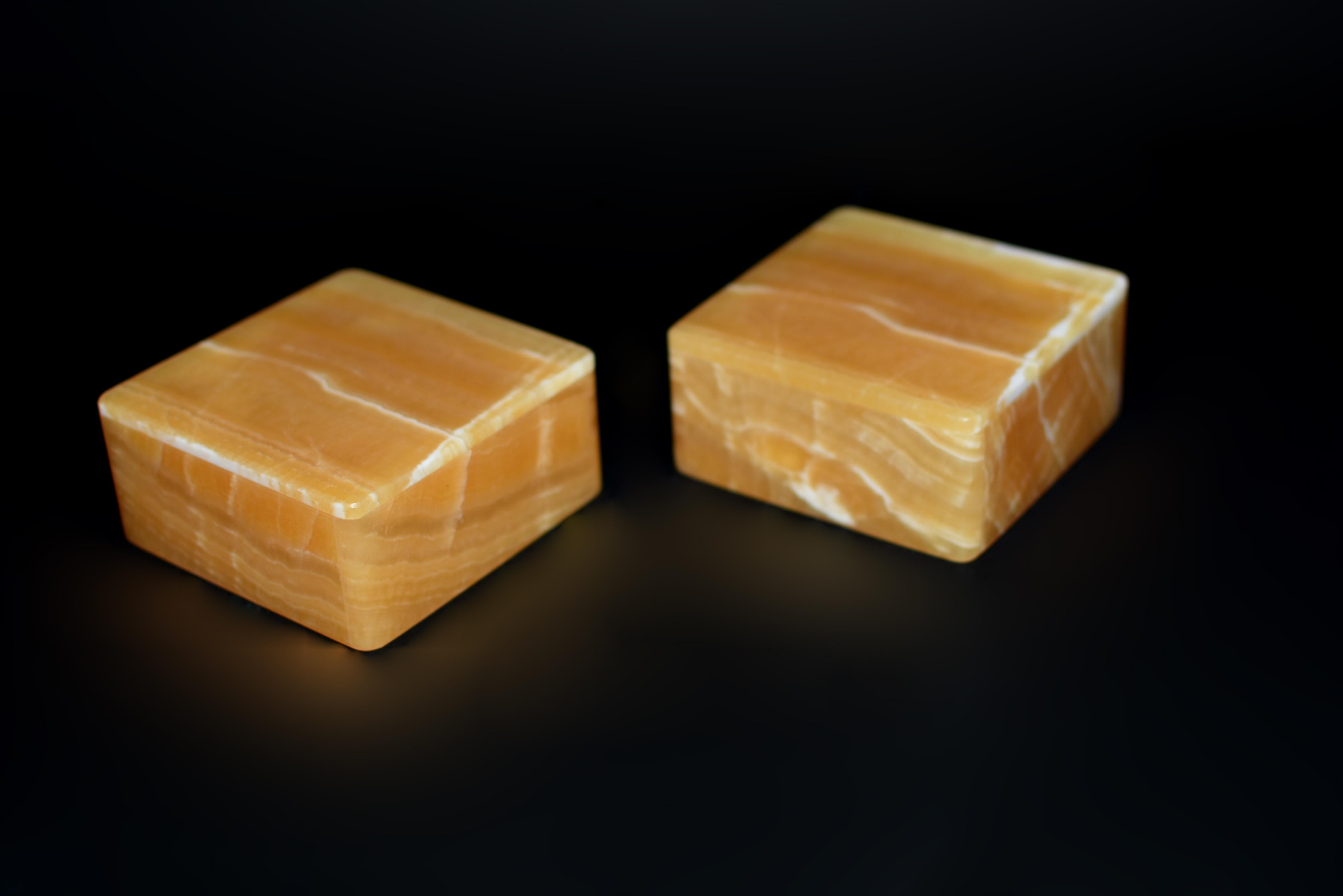 italien Paire de boîtes en Calcite Honey Onyx 4