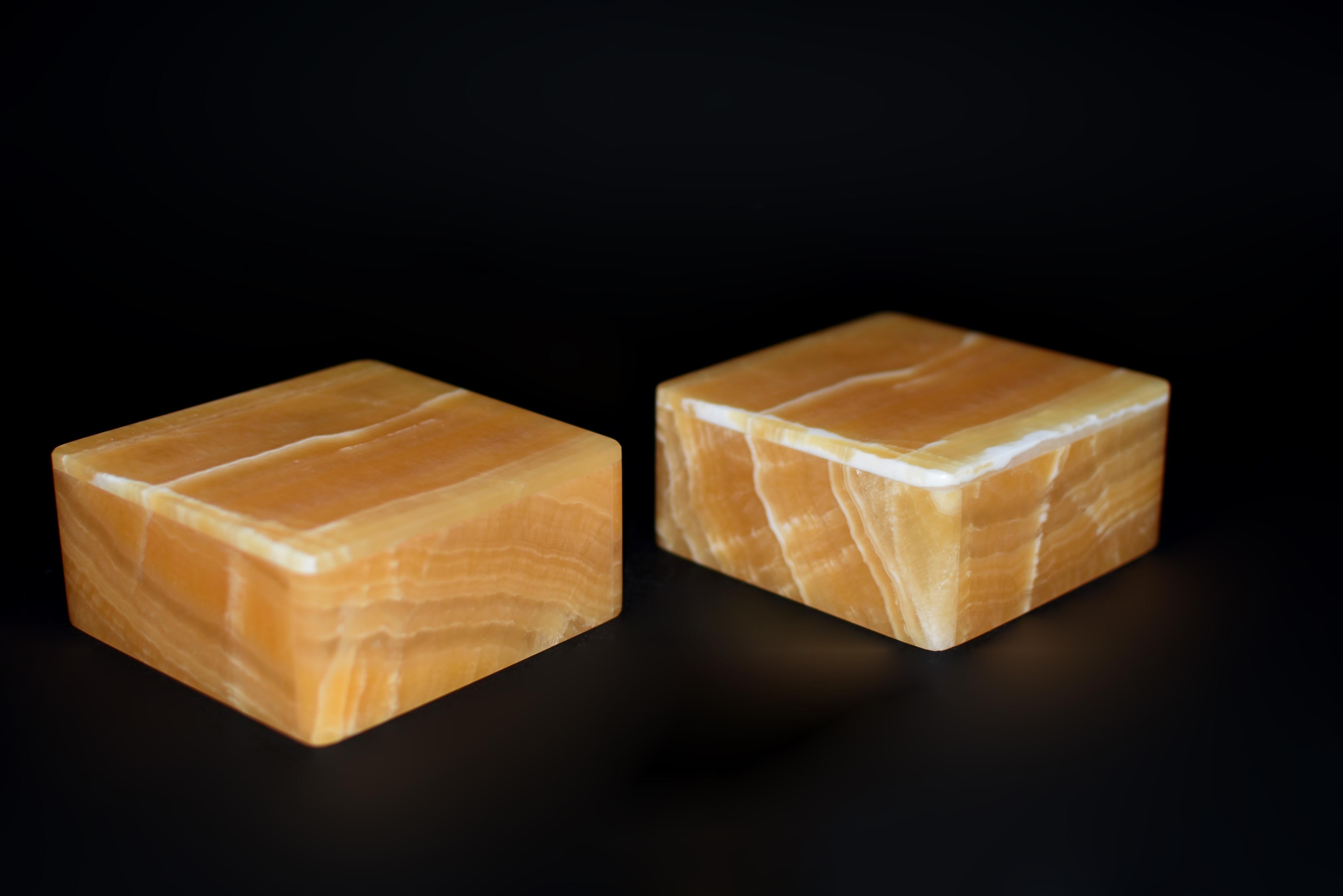 Paire de boîtes en Calcite Honey Onyx 4