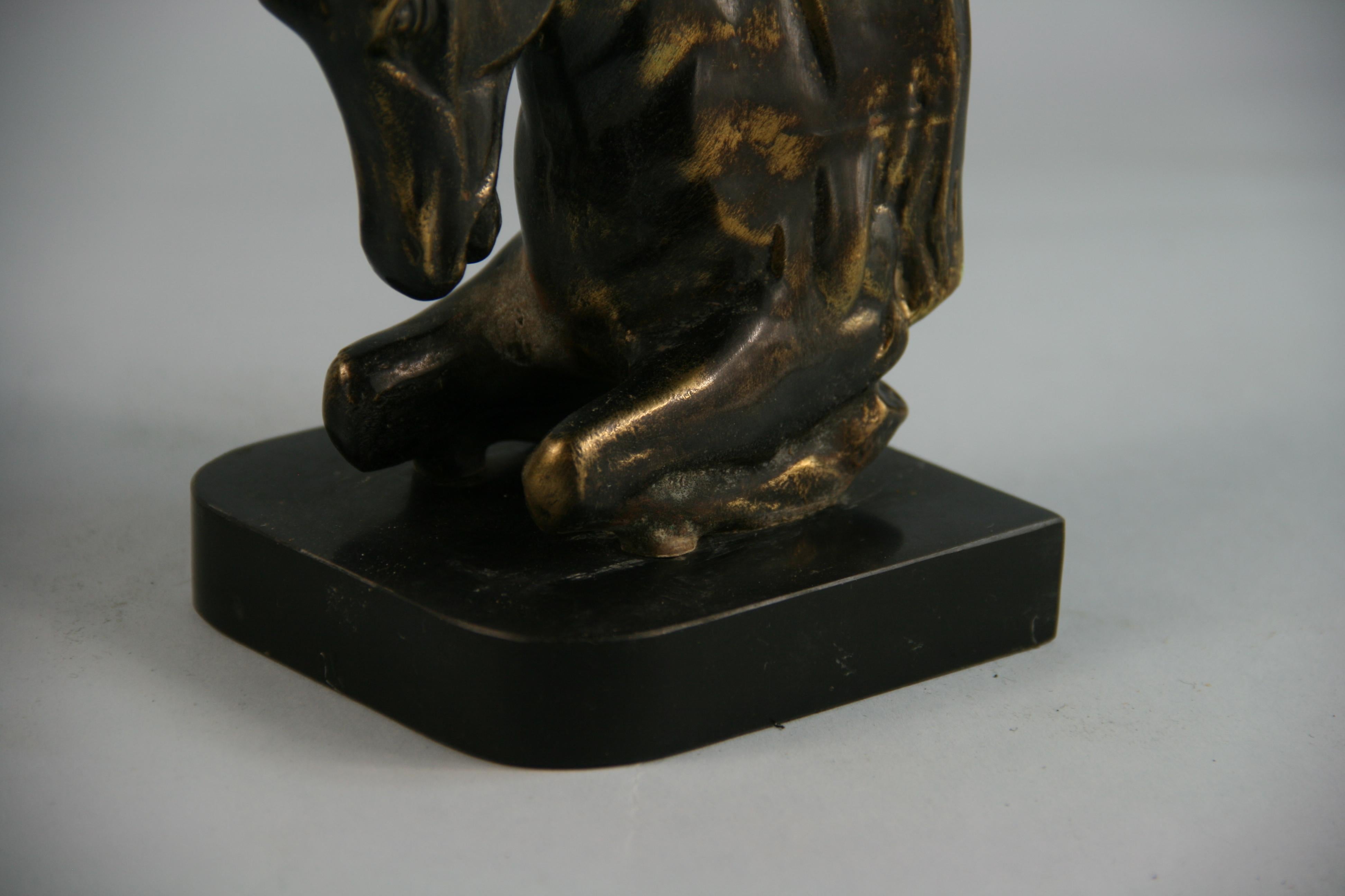 Pair Horse Bookends on Black Marble Base 2