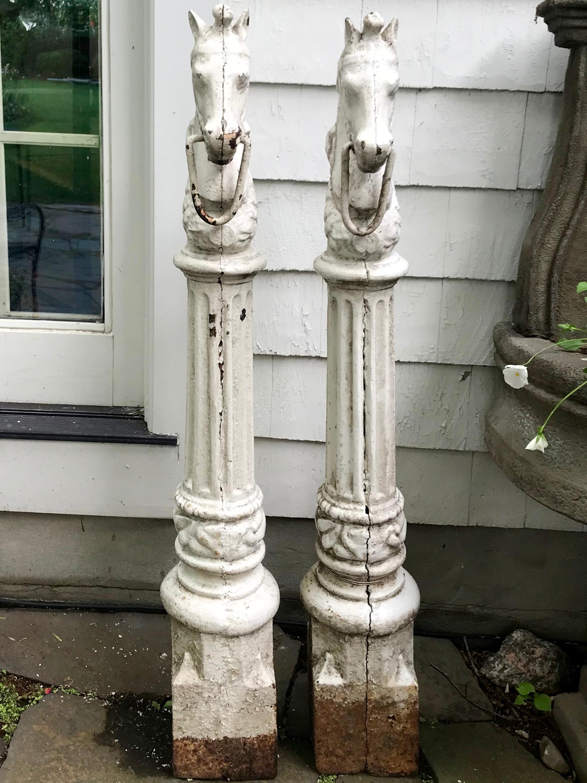 American Pair of Horse Head Hitching Posts