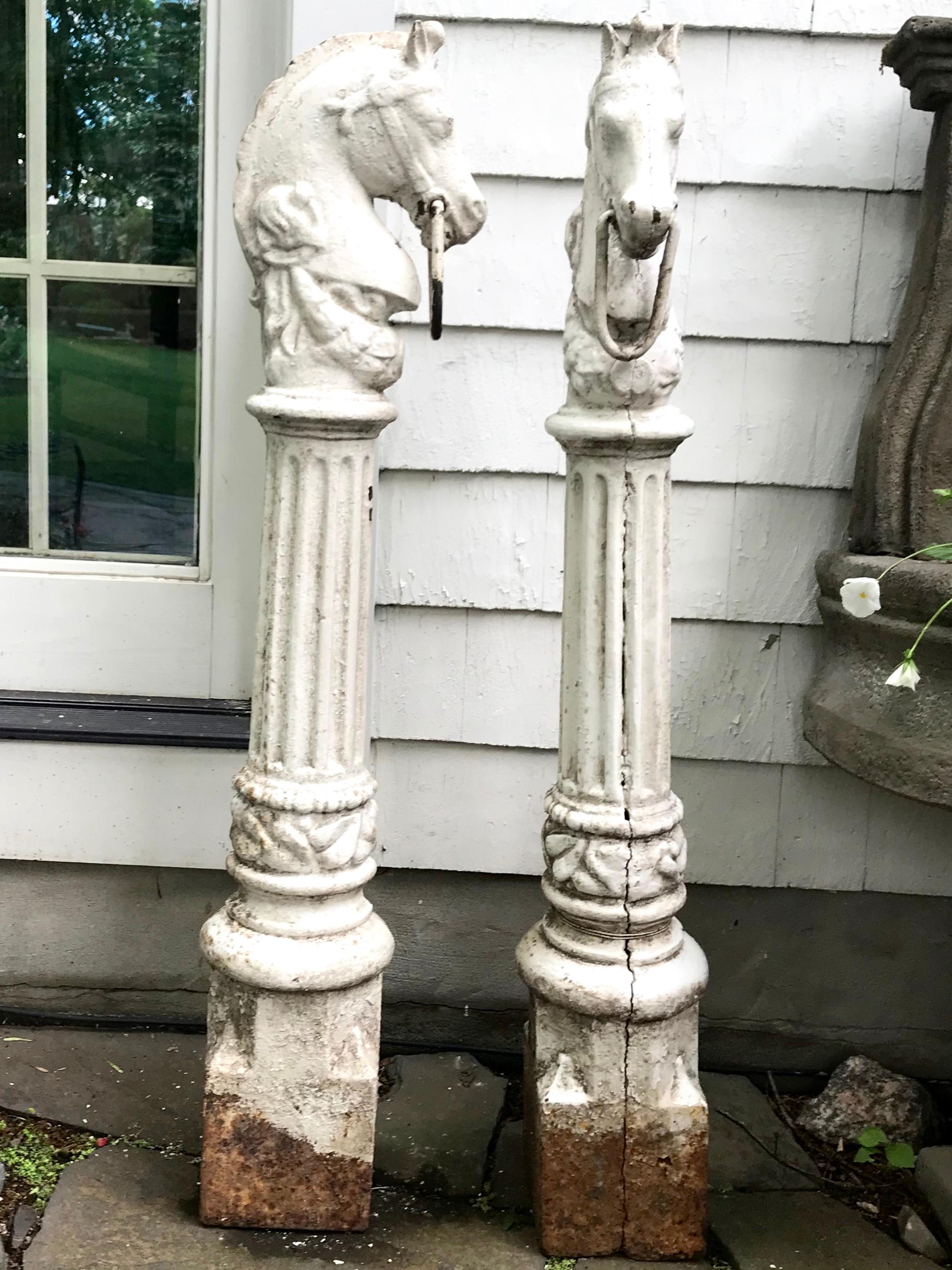 Cast Pair of Horse Head Hitching Posts