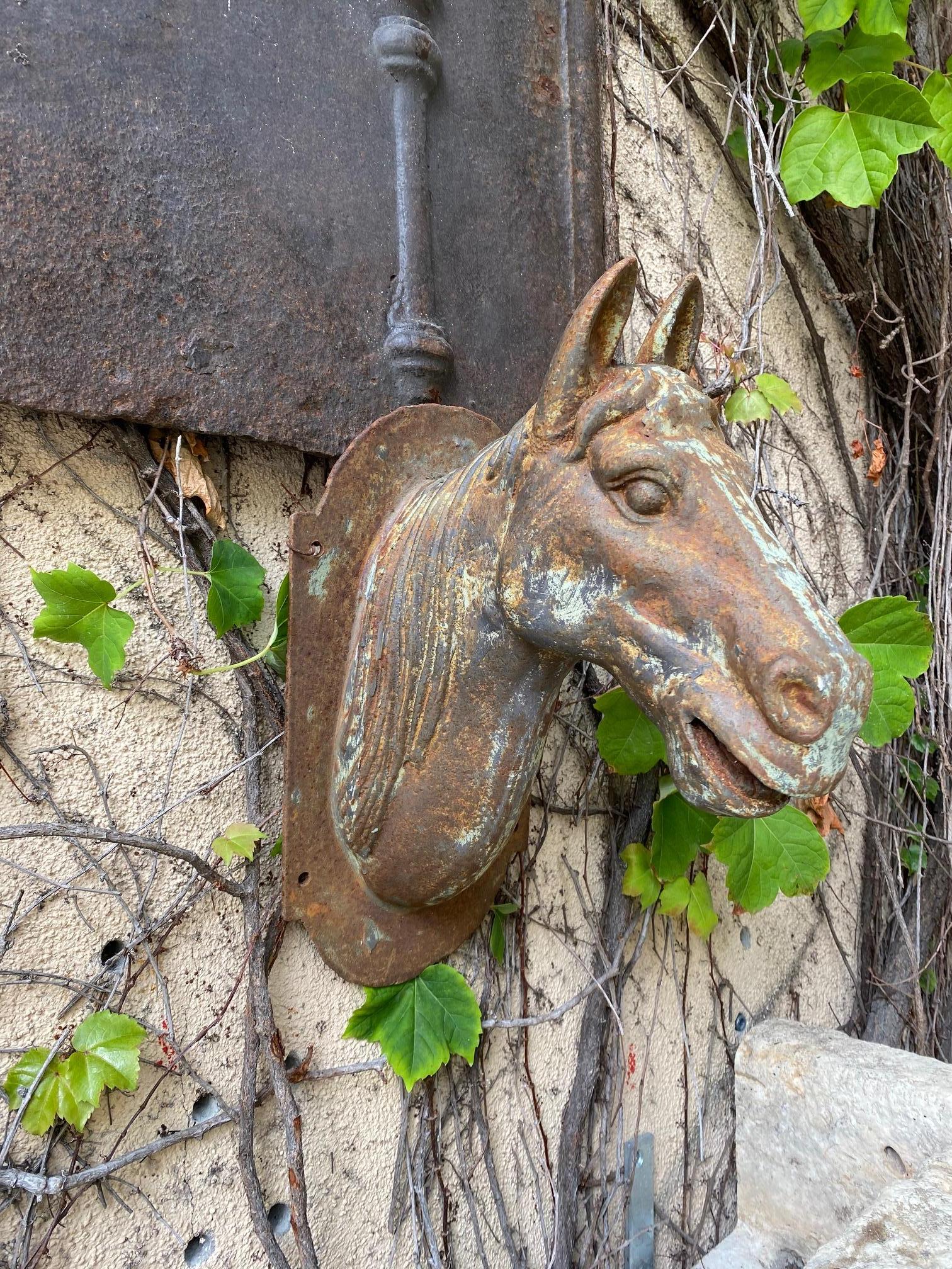 Hand-Crafted Horse Head Sculpture Wall Mount Decorative Plaques Antiques Los Angeles CA, Pair