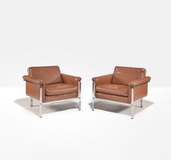 Pair Horst Brüning for Kill International Leather Lounge Chairs
