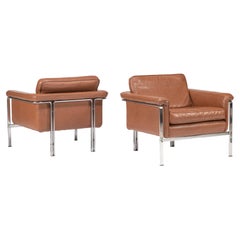 Pair Horst Brüning for Kill International Leather Lounge Chairs