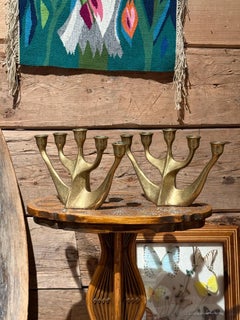 Pair Horst Dalbeck Three-Arm Brass Candelabrum, Gilde Handwerk, Germany, 1960s