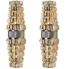 Pair Hourglass Shaped Chrome Wall Sconce, France, Europe, 1970s