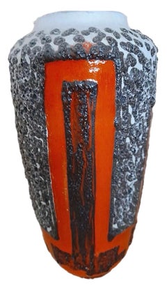 2 Huge MCM Vintage Ceramic Fat Lava Floor Vase Umbrella Flower Holder Germany