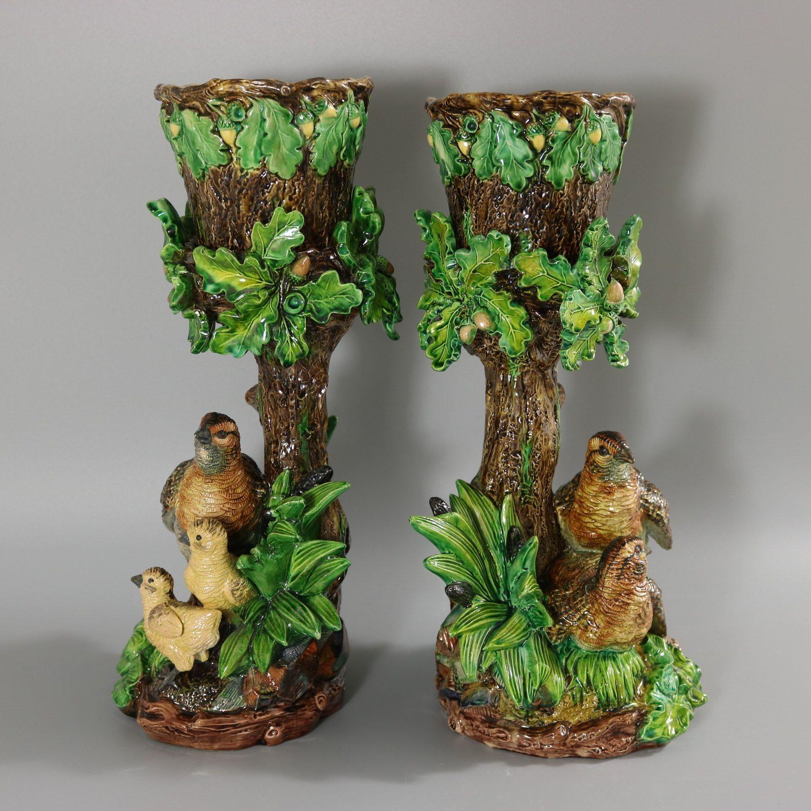 Pair Hugo Lonitz Partridge Stands with Original Pots In Fair Condition For Sale In Chelmsford, Essex