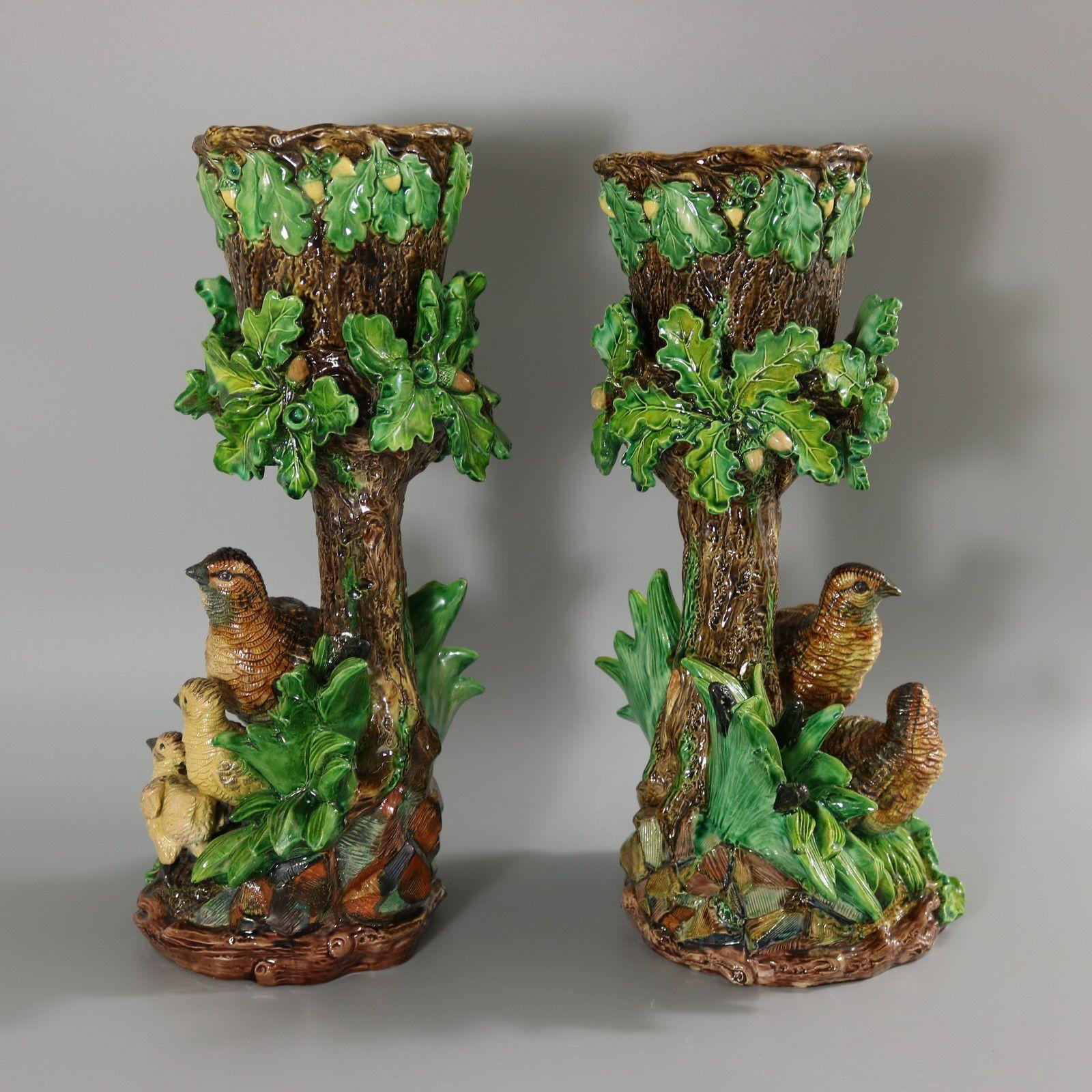 Late 19th Century Pair Hugo Lonitz Partridge Stands with Original Pots For Sale