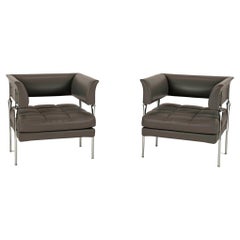 Pair Hydra Castor Leather Chairs by Luca Scacchetti for Poltrona Frau