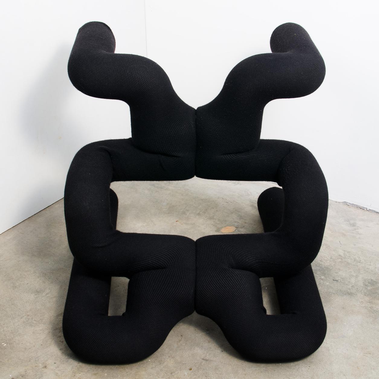 Late 20th Century Pair Iconic Black Stokke Armchairs by Terje Ekstrom, Norway, 1980s For Sale