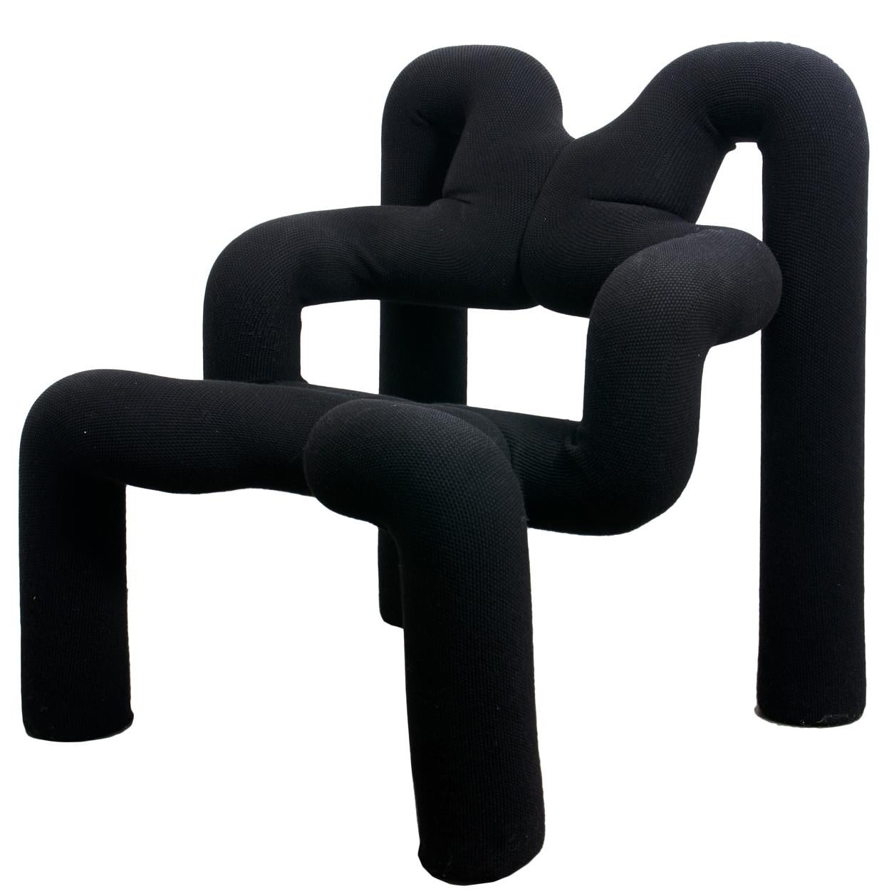 European Pair Iconic Black Stokke Armchairs by Terje Ekstrom, Norway, 1980s For Sale