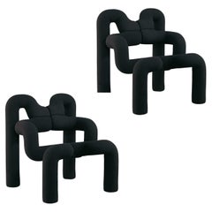 Pair Iconic Black Stokke Armchairs by Terje Ekstrom, Norway, 1980s