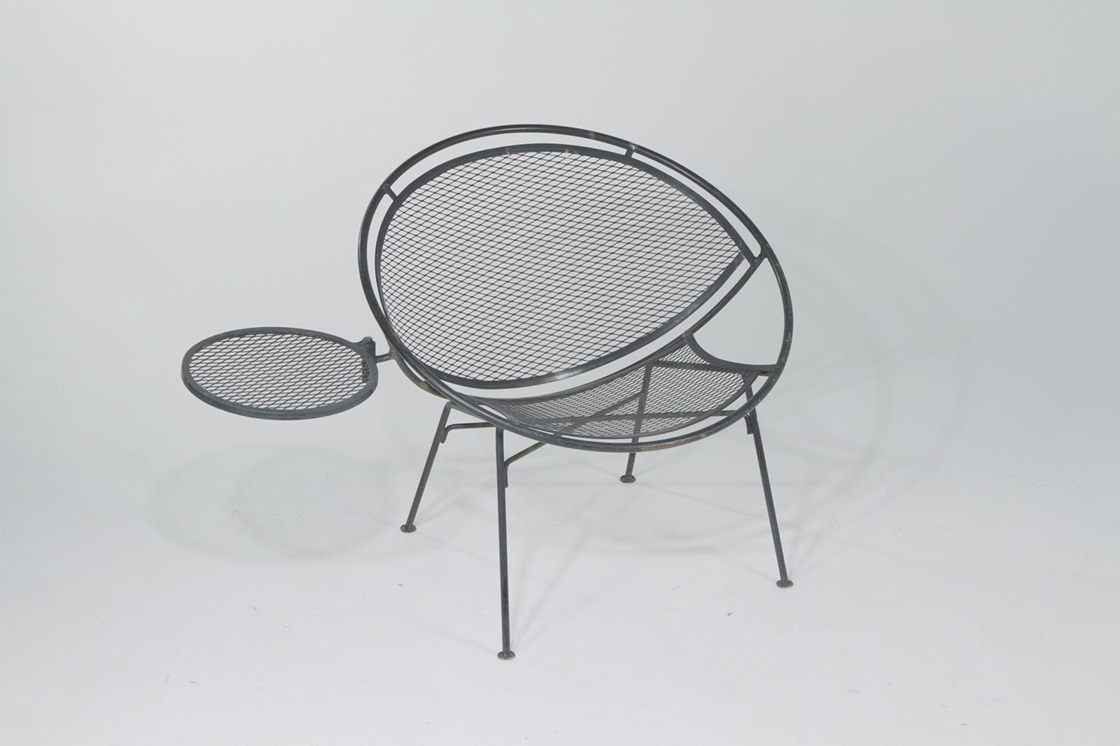 Iconic Salterini Mid-Century Modern Patio Chairs with Attached Side Table, Pair 4