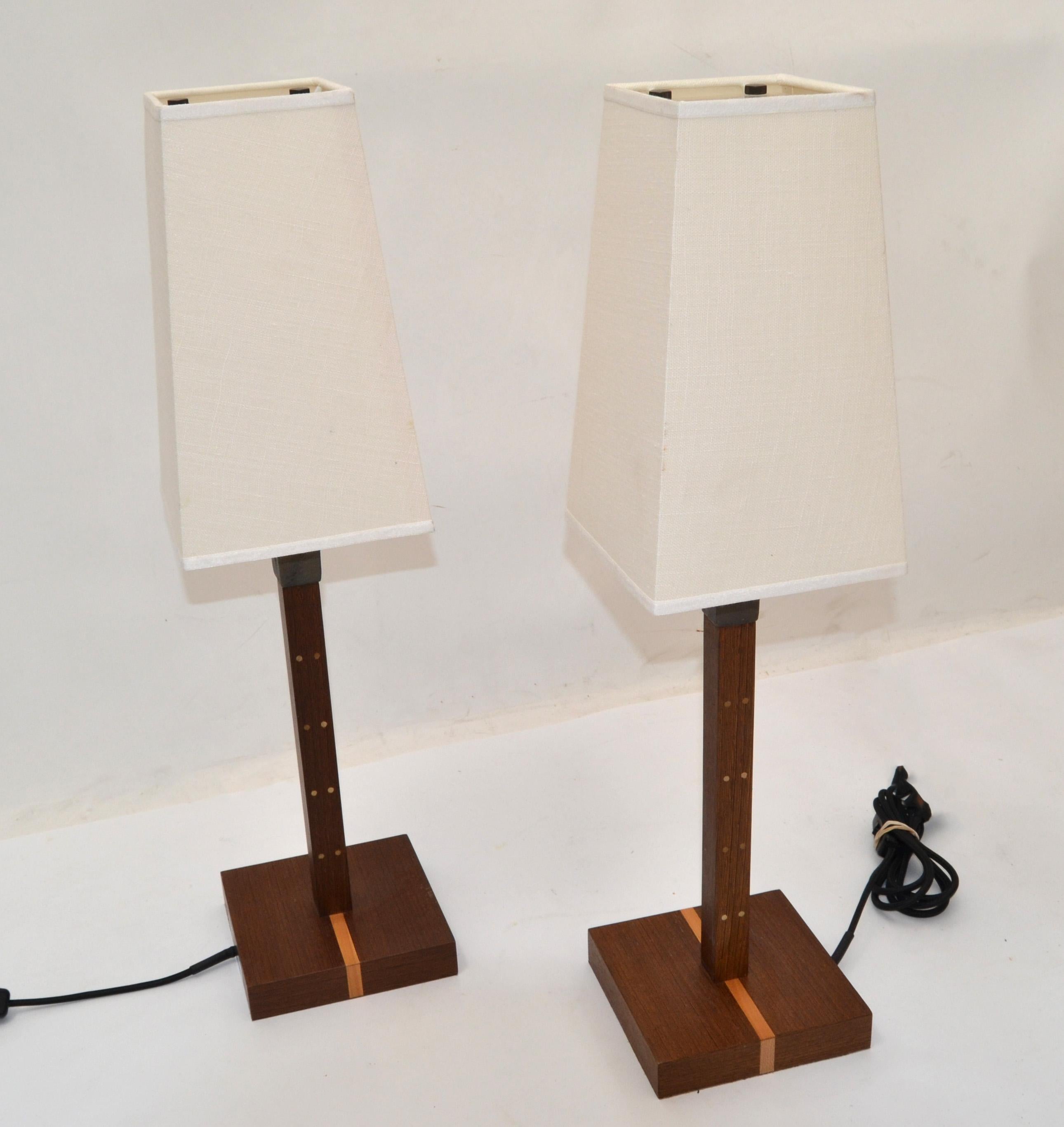italien Paire de lampes de bureau Ida en bois de wengé et bronze, signées Romeo Sozzi pour Promemoria Italie en vente