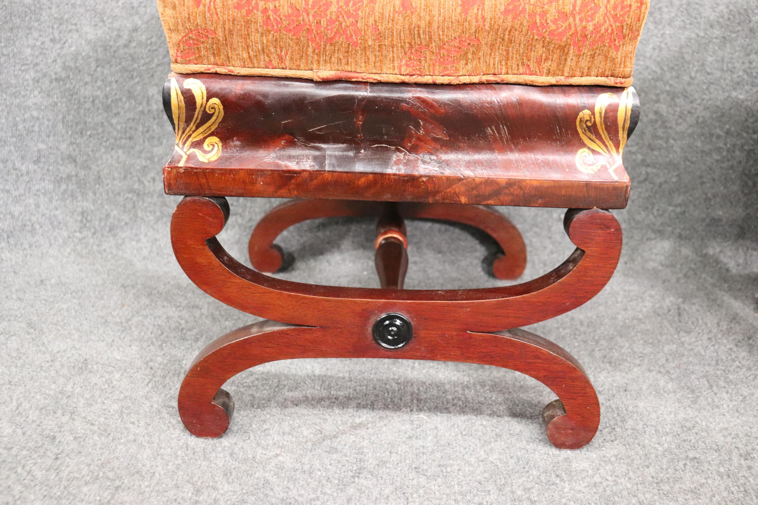 Pair If Empire Stools with Gold Gilded Anthemia circa 1840s 3