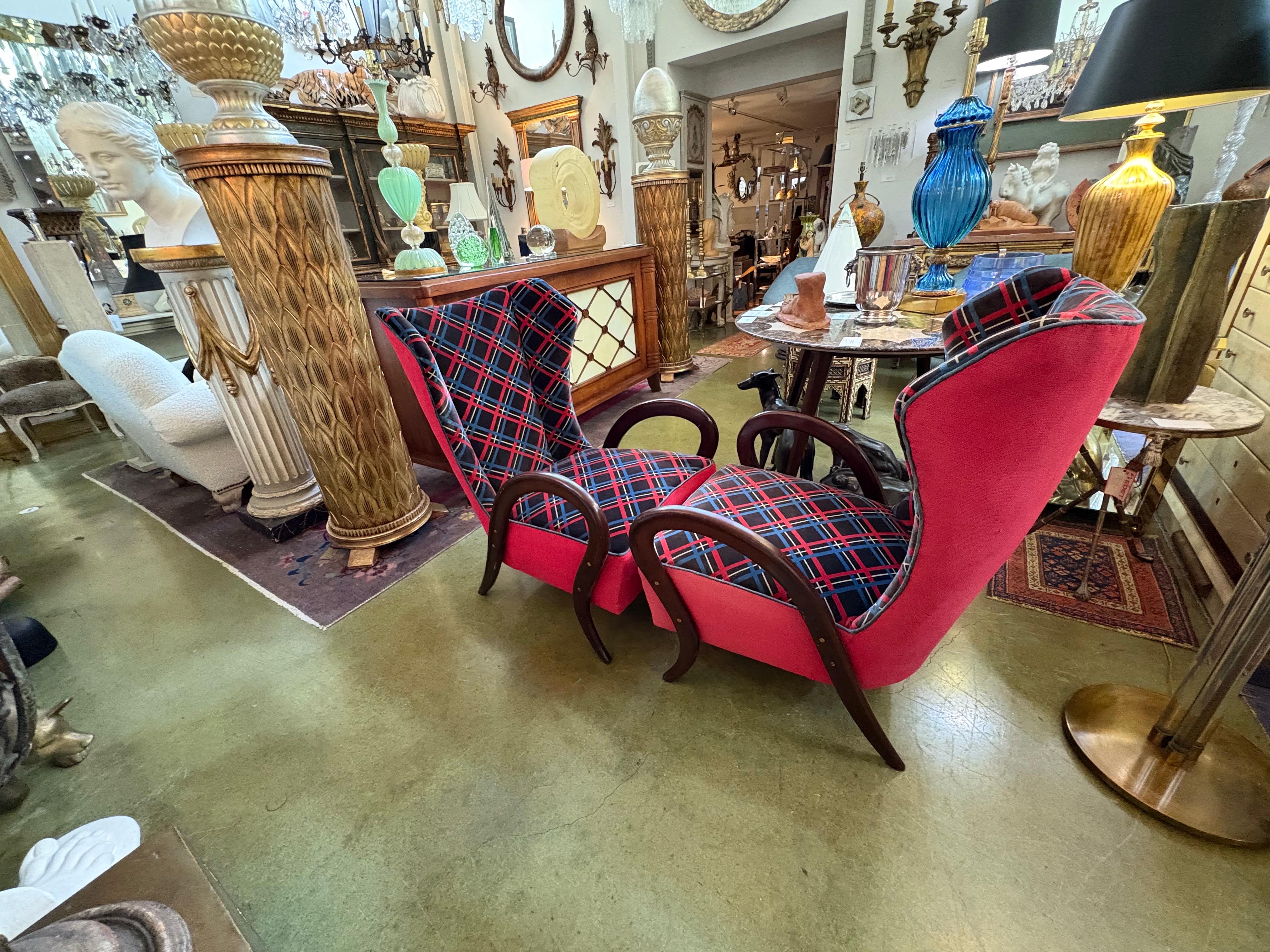 Paar italienische moderne Loungesessel von Paolo Buffa (Samt) im Angebot