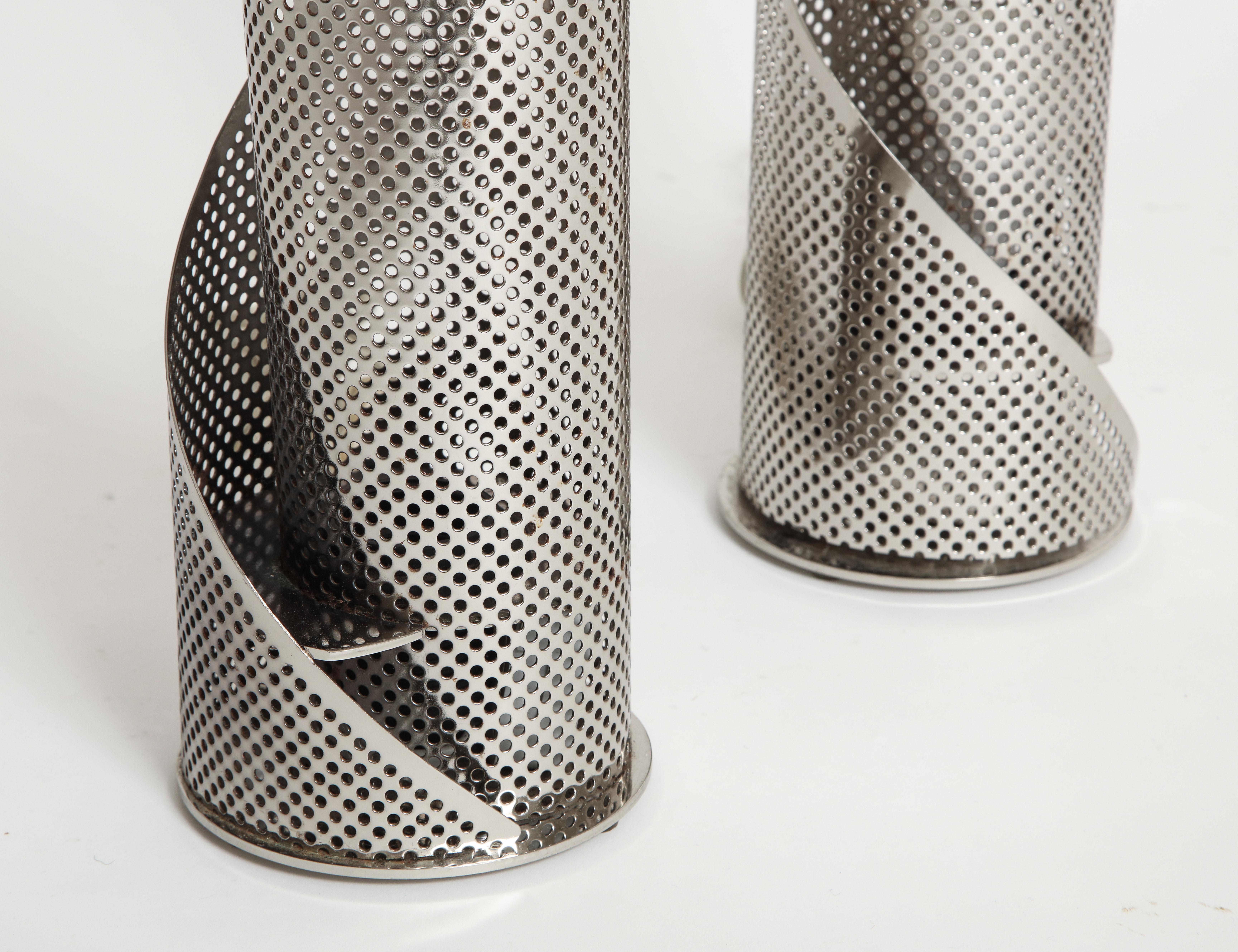 Late 20th Century Pair of Igor Paris Perforated Chrome Lights, France 2