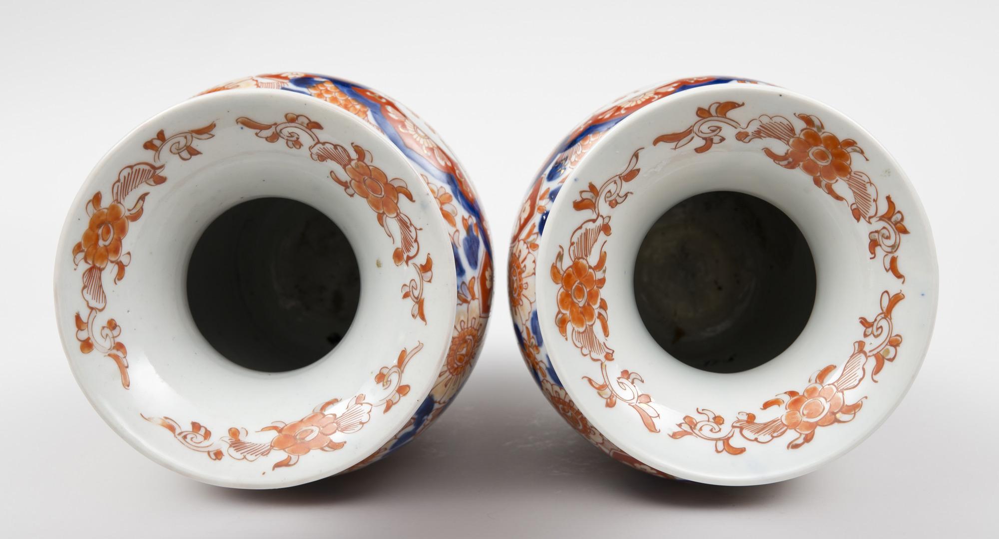 Hand-Painted Pair of Imari Open Vases, circa 1890 For Sale