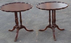 Pair Imperial Furniture George III Style Mahogany Pie Crust Tables, Refinished