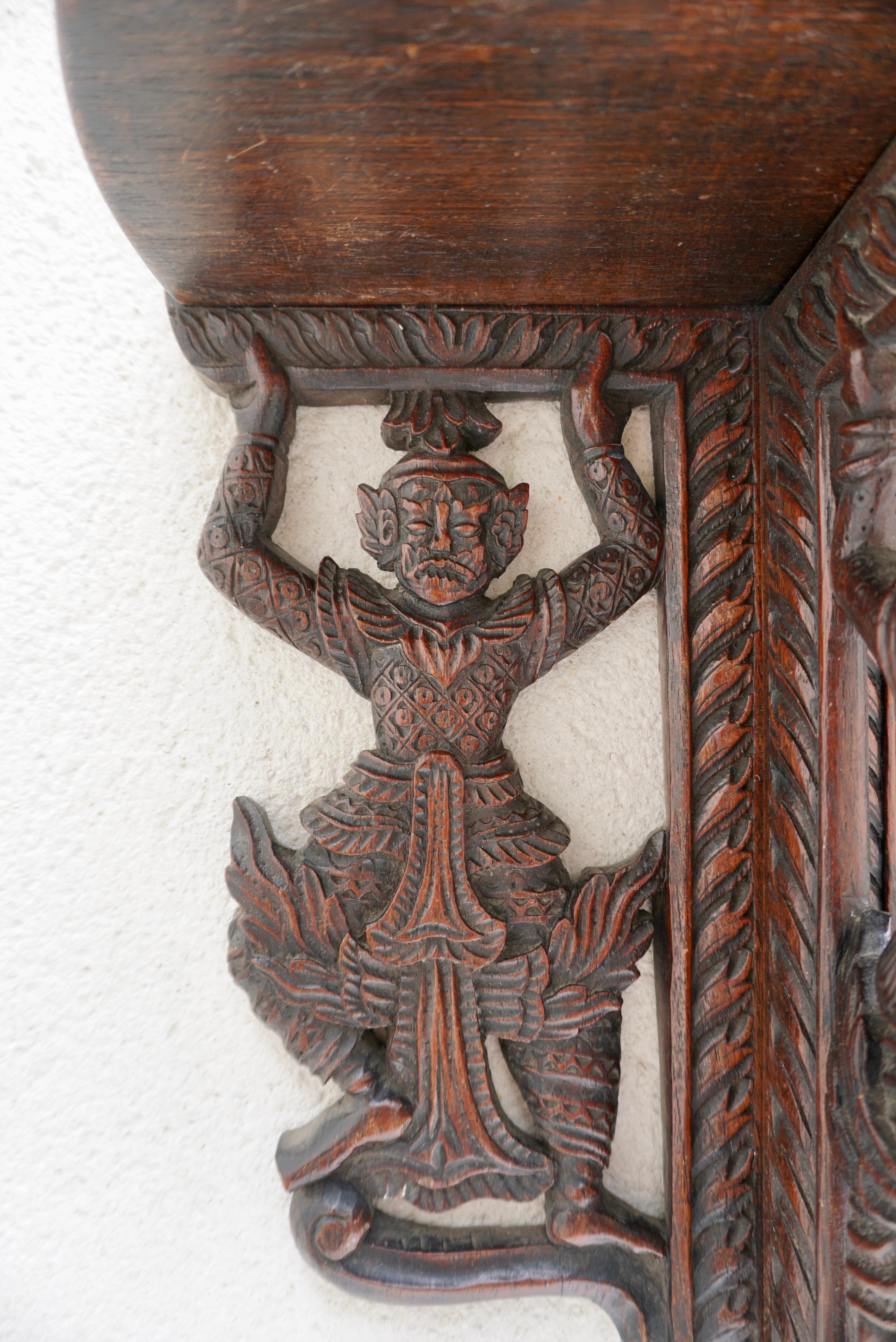 Pair Indonesian Carved Figural Wall Console Brackets For Sale 9