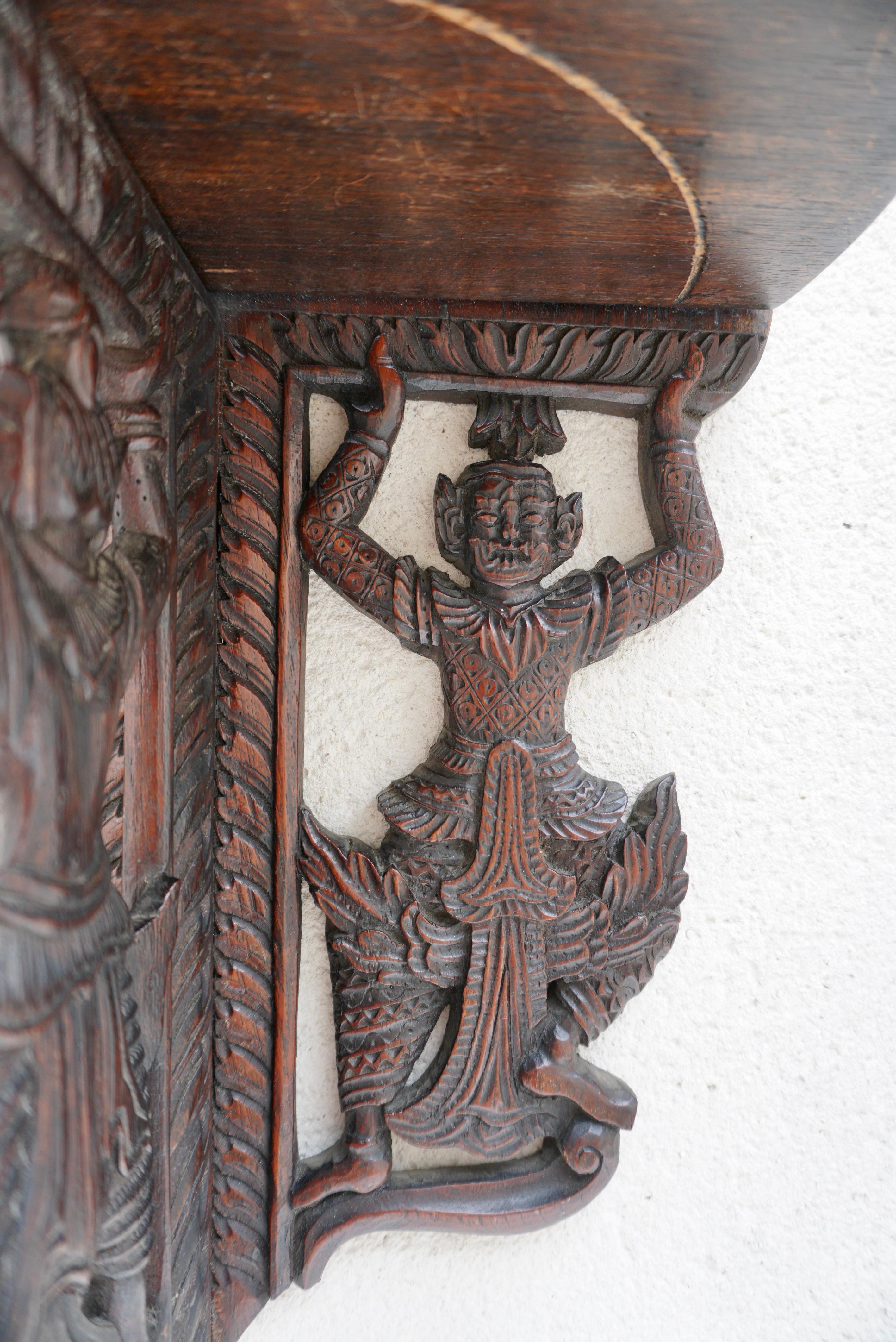Pair Indonesian Carved Figural Wall Console Brackets For Sale 10
