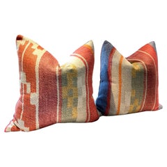 PAIR “INDUS” in brick- Andrew Martin for Kravet Couture 22” down filled pillows