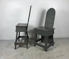 Pair of Industrial Bench Made "Westport" Style Factory Task Chairs, 1930s